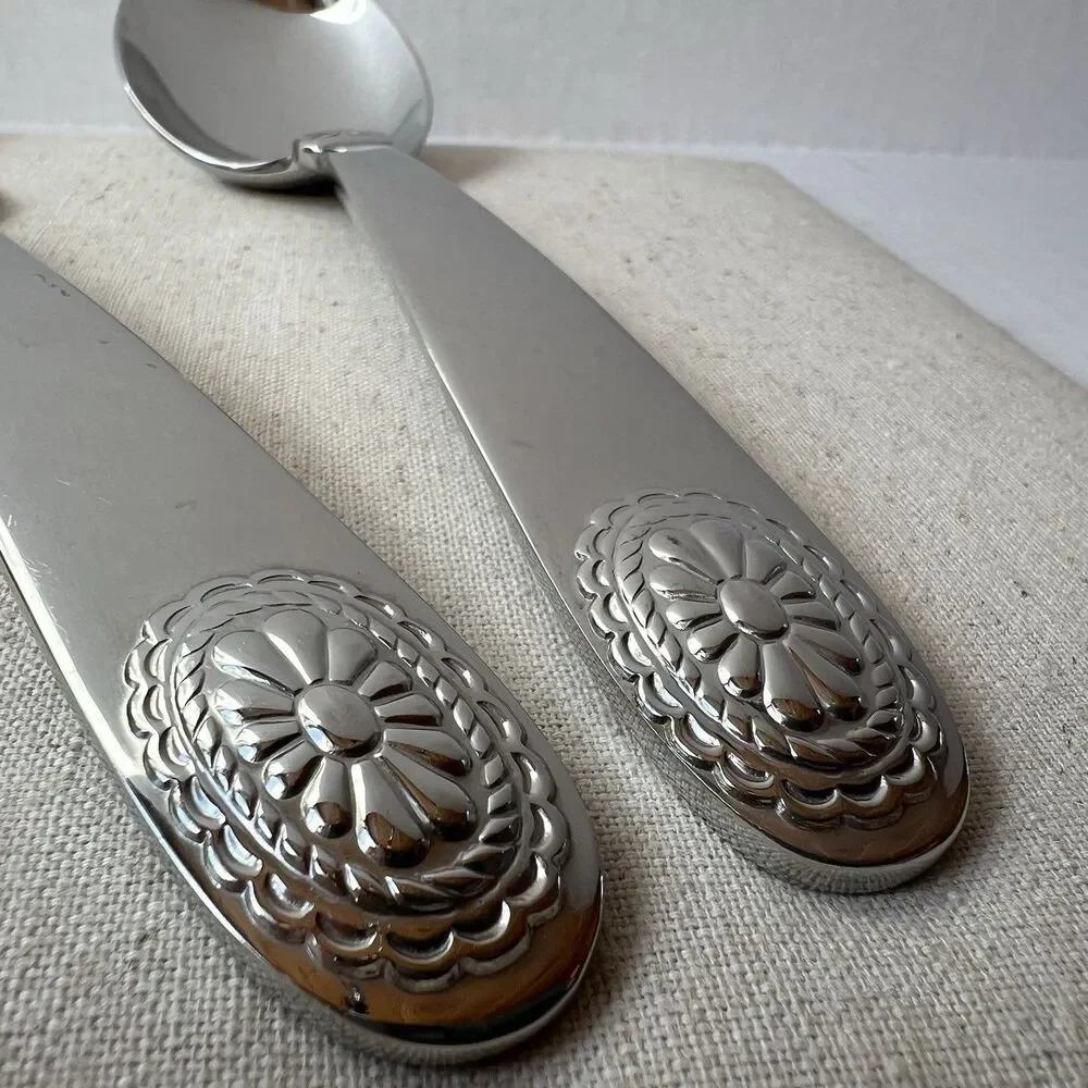 Ralph Lauren TELLURIDE Serving Spoon & Fork Stainless Steel Flatware Korea 1995
